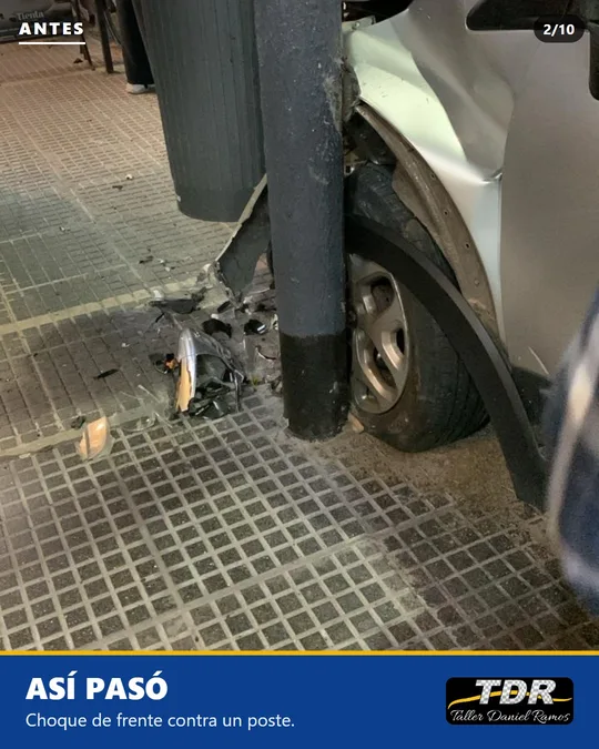 Así pasó: choque de frente contra un poste