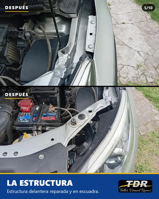 La estructura delantera reparada